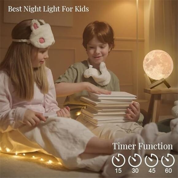 Moon Lamp for Kids, 4.7 Inch, Moon Night Light, 16 Color 3D Led Ball, Star - Picture 2 of 7